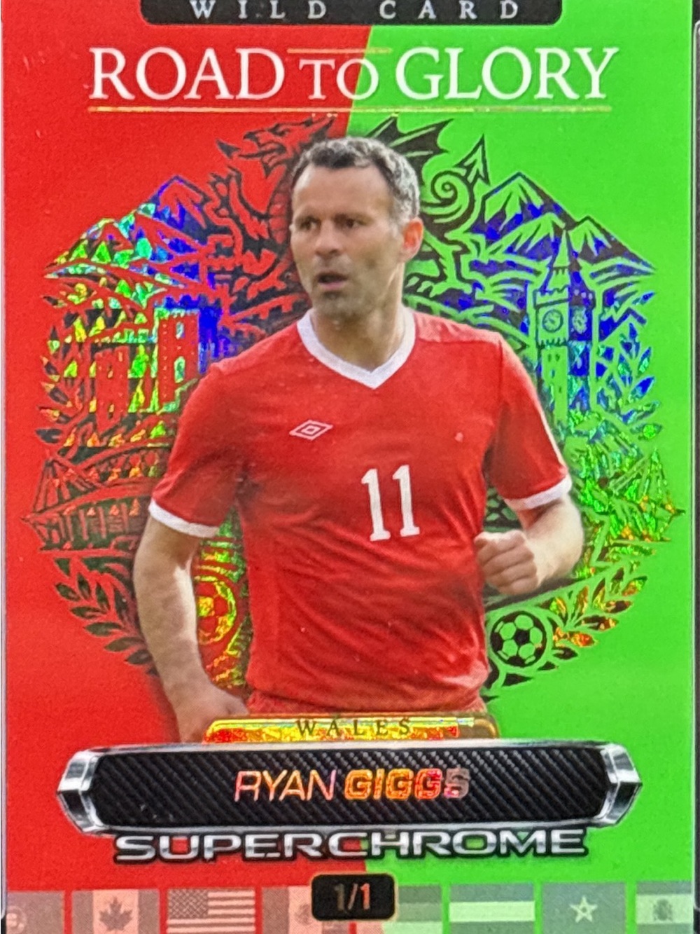 Wild Card Road to Glory Superchrome Ryan Giggs Soccer Trading Card - LE 1/1